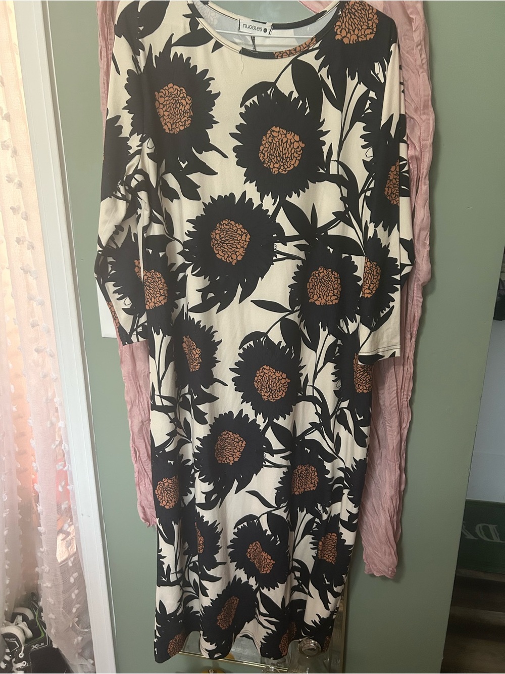 Nuggles Black & Cream Floral Midi Dress